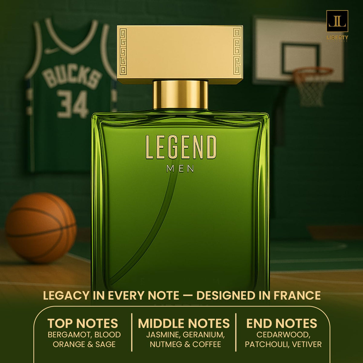 Liberty Luxury Passion Eau De Parfum for Men, Long Lasting Bold Spicy Scent Designed in France, Masculine Cologne That Draws Compliments, Perfume for mens, men's fragrances, Gift for Him 100ml 3.4Oz