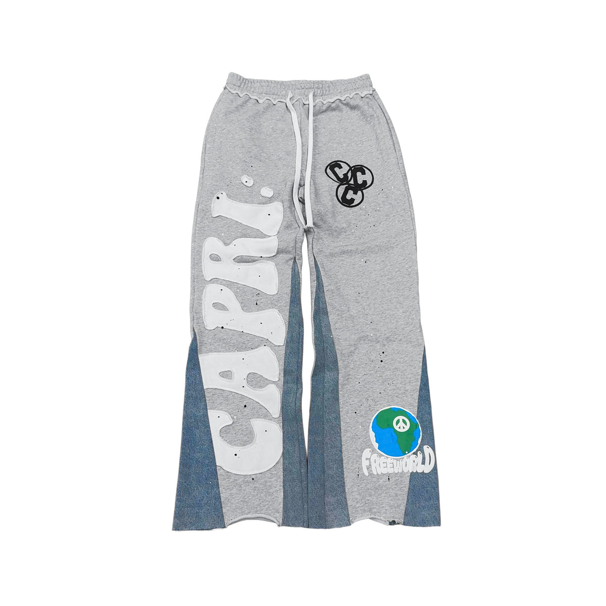 DENIM FLARED SWEATS.