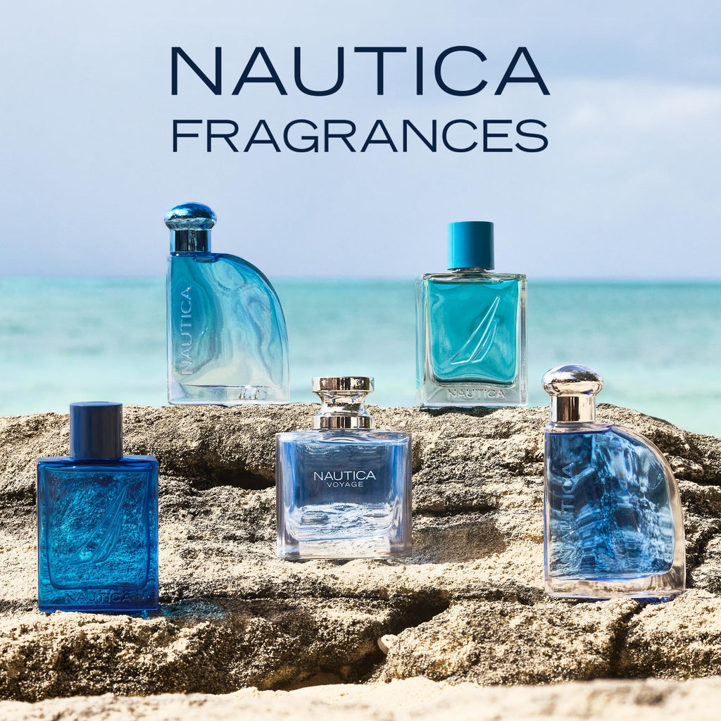 Nautica Voyage Eau De Toilette, Cologne and Fragrance For Men, Fresh, Romantic, Fruity Scent Woody, Aquatic Notes of Apple, Water Lotus, Cedarwood, and Musk Ideal Day Wear, Long Lasting 3.3Fl oz