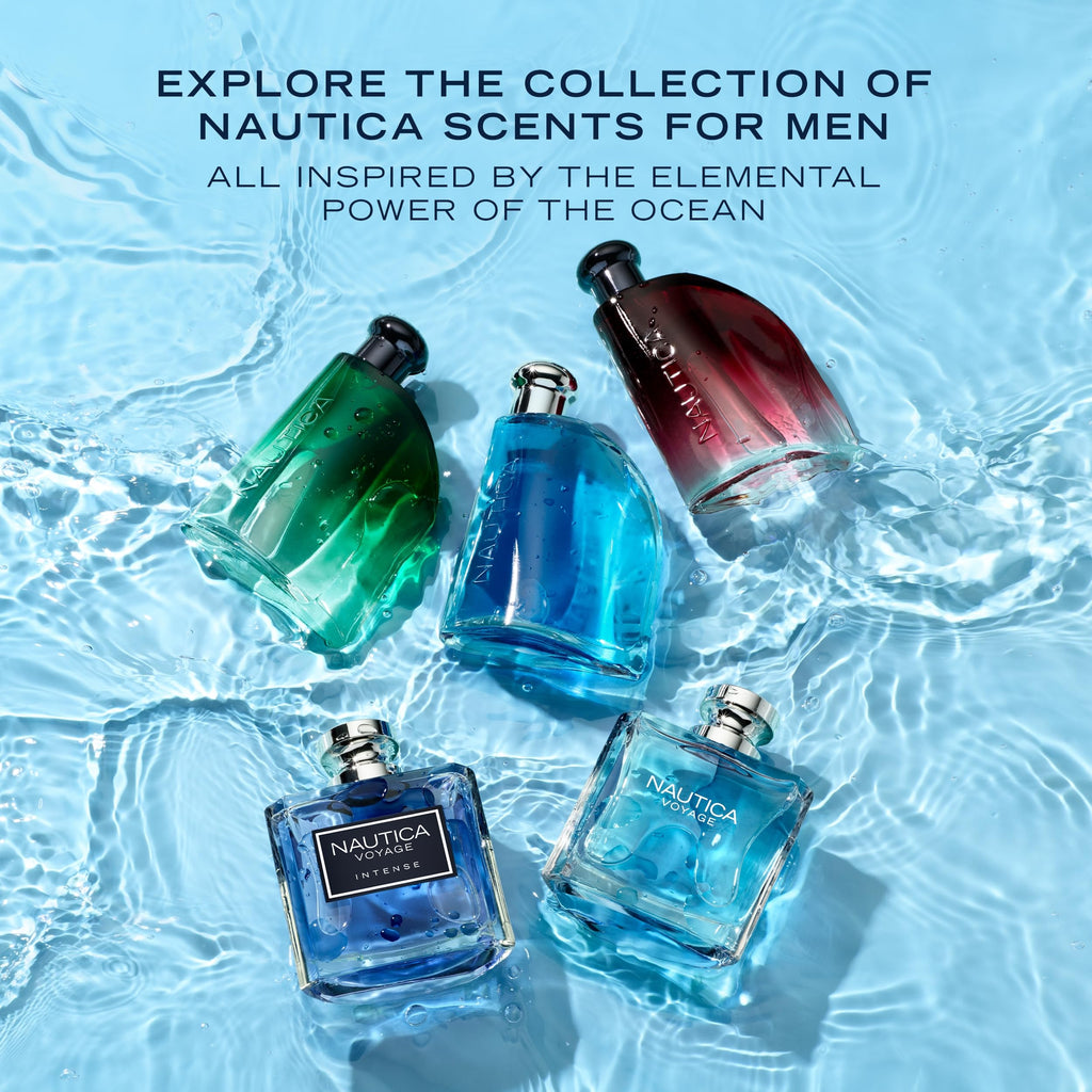 Nautica Voyage Eau De Toilette, Cologne and Fragrance For Men, Fresh, Romantic, Fruity Scent Woody, Aquatic Notes of Apple, Water Lotus, Cedarwood, and Musk Ideal Day Wear, Long Lasting 3.3Fl oz