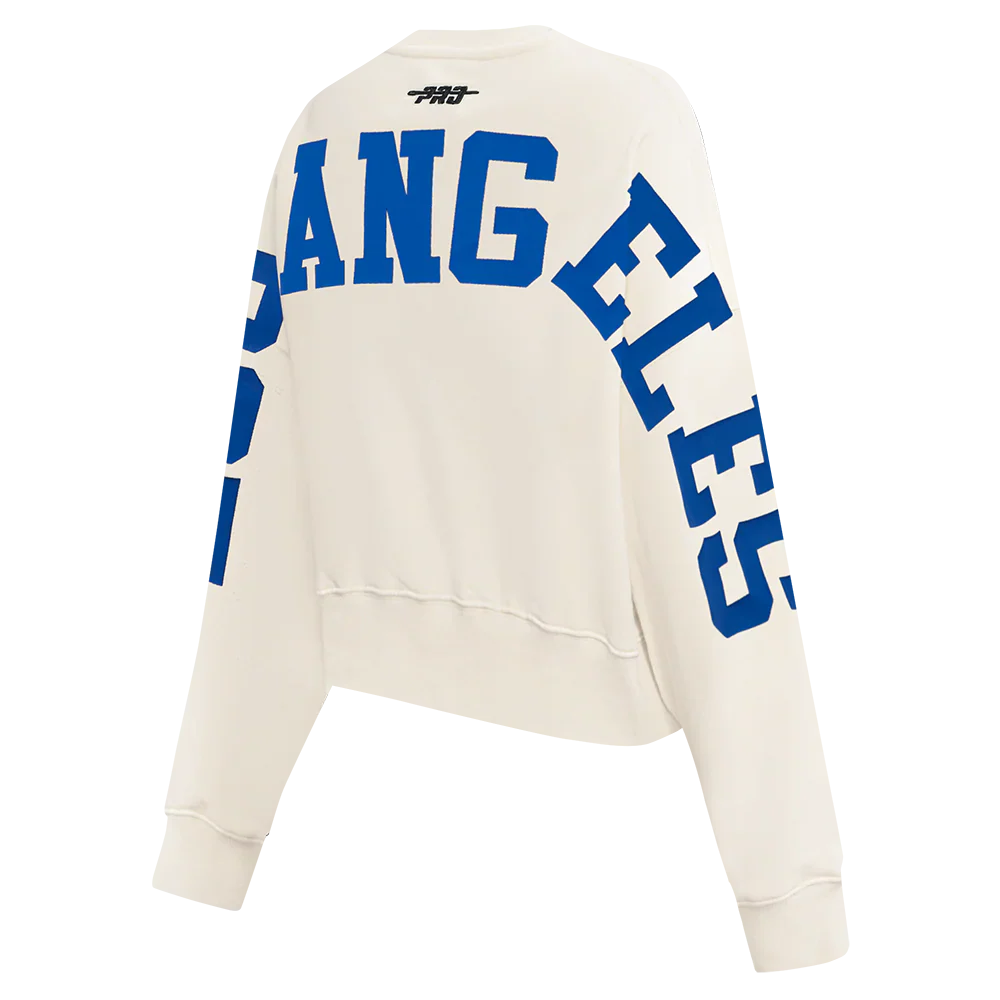 Pro Standard Womens LA Dodgers Cropped Wingspan Crewneck - Eggshell