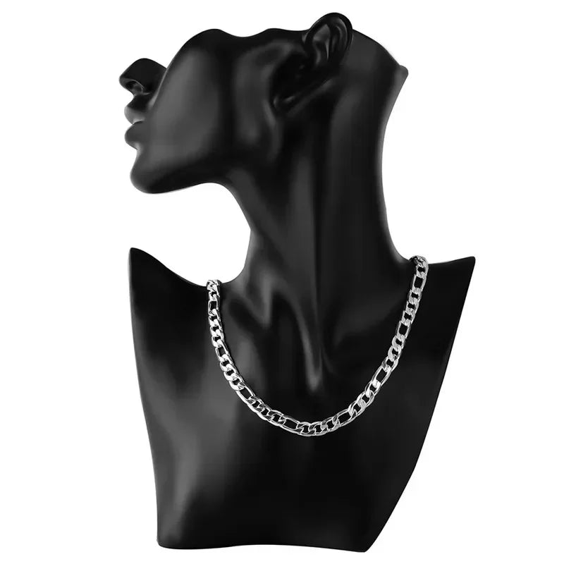 Solid 925 Sterling Silver Necklace For Men Classic 12mm Cuban Chain 18-30 Inch Charm High Quality Fashion Jewelry Metal Stamp