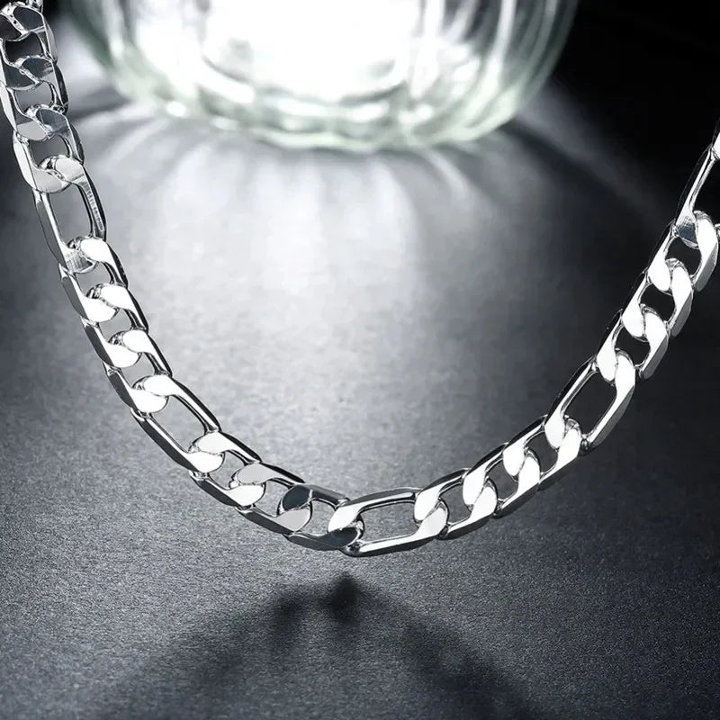 Solid 925 Sterling Silver Necklace For Men Classic 12mm Cuban Chain 18-30 Inch Charm High Quality Fashion Jewelry Metal Stamp